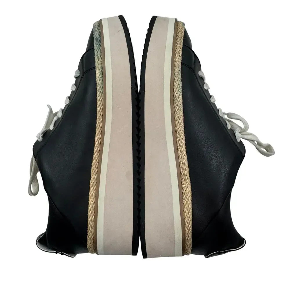 Dolce Vita Tinley Lace Up Platform Black Leather Sneakers Women's Size 9.5